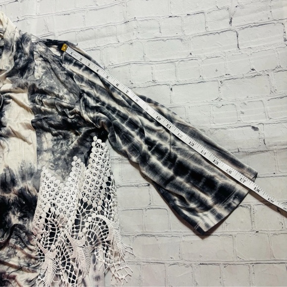 NWT Kamana Size  L Open Front Light Weight Cardigan Jacket Pockets Tie Dye Lace - Picture 11 of 11